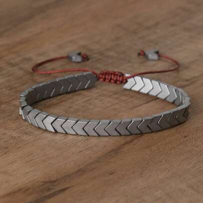 gxtbw 1 pièce Bracelet en hématite à design de flèche, bracelet de protection spirituelle équilibré de méditation et de calme, cadeau