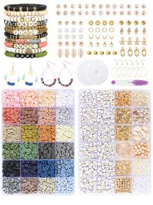 4800顆黏土珠子，加上1035顆字母珠，貝殼、人造珍珠、CCB分隔器，手鍊製作套件，適用於友誼珠寶，適合女孩DIY工藝禮品。 - A款 - 查看 1