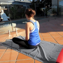 2/1pc Absorbent Microfiber Beach/Swimming Quick-Dry Towel, Soft Double-Sided Plush Fast-Drying Beach Towel, Solid Color Portable Yoga/Fitness Exercise Towel, Beach Essentials, Beach Accessories, Pool Float - Dark Grey - View 3