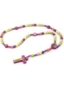 1 件手工彩色壓克力珠項鍊附卡通十字與原子洗禮 - 亞克力串珠項鍊 - 查看 4