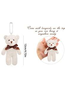 1~20 chiếc 4,7 inch búp bê gấu bông nhỏ nhồi bông đồ chơi sang trọng tự làm móc khóa túi mặt dây chuyền, hộp quà tặng sinh nhật đám cưới búp bê đồ chơi cho bánh sinh nhật trang trí đám cưới đồ dùng tiệc ủng hộ phụ kiện tự làm bùa hộ mệnh - Trắng - Xem 3