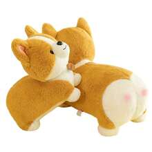 Q版柯基毛絨玩具娃娃小kirky狗狗玩偶,臀部有桃子狀臭臭,短腿非常可愛,可當作睡枕或禮物。 - 棕色 - 查看 1