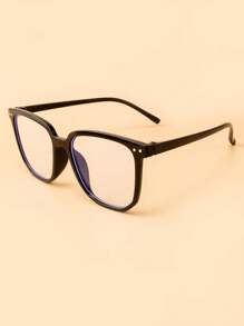 1 pieza Gafas con marco cuadrado unisex, lentes transparentes de moda para uso diario, oficina y lectura, accesorio de gafas transparentes - Multicolor - Ver 14