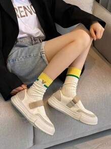 4 đôi tất dài dệt kim thể thao ngoài trời dành cho nữ màu hồng & nhiều màu cho nhiều dịp khác nhau - Nhiều màu - Xem 7