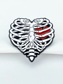 1 Pieza Broche De Aleación Pintado De Corazón Y Costillas De Dibujos Animados Unisex Para Uso Diario - Multicolor - Ver 8