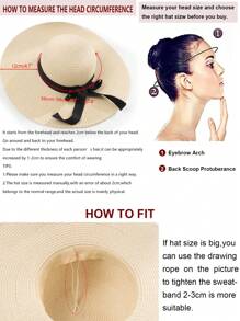 1入組女士簡約風格蝴蝶結寬邊遮陽帽，適合海灘度假 - 彩色 - 查看 7