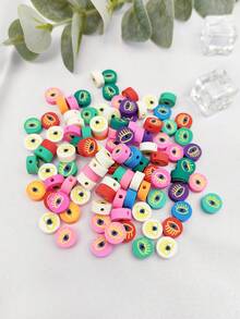 100 顆時尚眼睛圖案聚合物黏土珠 Diy 珠寶製作配件 - 彩色 - 查看 3