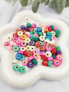 100 顆時尚眼睛圖案聚合物黏土珠 Diy 珠寶製作配件 - 彩色 - 查看 4