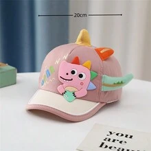 1pc Kids' 3d Dinosaur Design Spliced Color Thin Sunscreen & Windproof Baseball Cap, Cute Style For Daily Wear And Spring/Summer Outdoors - Pink - View 2