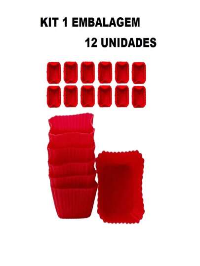Kit com 12 Mini Forma quadrada 7X4.5X3.5cm em Silicone para Tortinha Cupcake Bolo Muffin Petit gateau Univesal Multiuso