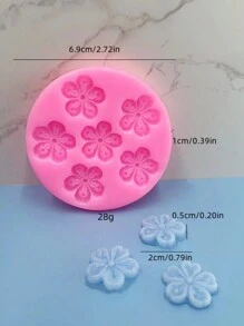 1 件 10 腔迷你樱花和桃花硅胶模具适用于石膏和树脂 DIY 装饰模具 - 粉色 - 查看 2