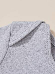 Baby Boy Casual Slogan Print Short Sleeve Bodysuit - Grey - View 3