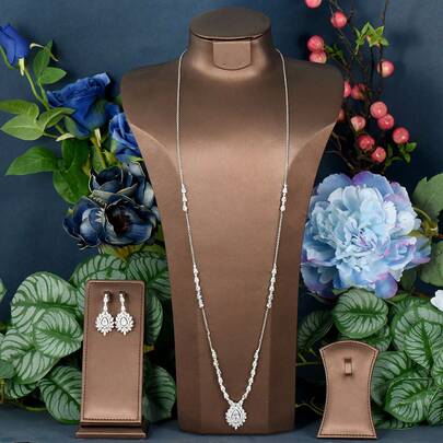 1 Set de Joyería Elegante con Cubic Zirconia en Forma de Girasol, Adecuado como Regalo de Boda para Mujeres