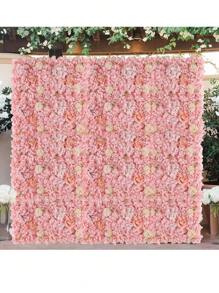 1pc/2pcs Artificial Rose Wall For Home Decoration, Valentine's Day Green Plastic Artificial Leaf Panel Wall Decoration, Room Decoration Artificial Background Wall Flowers, Outdoor Wedding Background Decoration Wall, Suitable For Gardens And Patios, Simple PC Artificial Leaf Home Decoration. - Pink - View 7