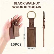Diy Blank Walnut Wood Keychain Blanks For Laser Engraving Crafts Making And Gift Tags - Coffee Brown - View 2