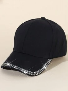 1 pieza Gorra de béisbol unisex con decoración de rhinestones, gorra de béisbol de moda apta para uso diario tanto para hombres como para mujeres - Negro - Ver 2