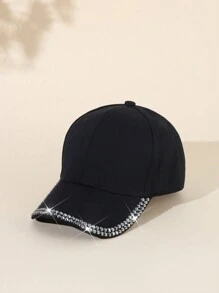1 pieza Gorra de béisbol unisex con decoración de rhinestones, gorra de béisbol de moda apta para uso diario tanto para hombres como para mujeres - Negro - Ver 4