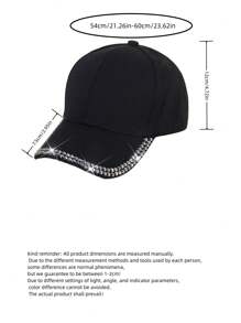 1 pieza Gorra de béisbol unisex con decoración de rhinestones, gorra de béisbol de moda apta para uso diario tanto para hombres como para mujeres - Negro - Ver 7