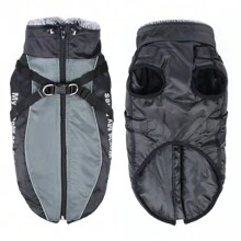 Winter Warm Waterproof Pet Jacket With Thickened Reflective Dog Coat & Detachable Harness Chest & Back Piece, Windproof Fur Collar For Medium And Large Dogs In Cold Weather And Outdoor Activities