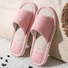 Của phụ nữ Chóp giầy mở ra Cây gai Dép đi trong nhà , Mùa Xuân Dép đi trong nhà , Đơn giản & Thoải mái , Thoáng khí & Không trượt , Với Phim hoạt hình dễ thương Gấu & In thư - Hồng - Xem 1