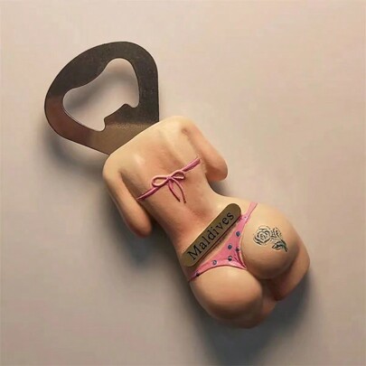 3pcs Bikini Sexy Beer Bottle Openers, Magnetic Design, Can Be Attached To Metal Objects Such As Refrigerators, With 3 Colors To Choose From, Making Them Great Holiday Gifts