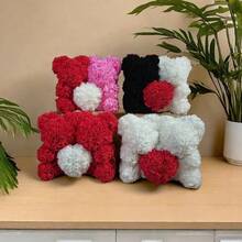 1入組多色雙色調玫瑰熊握著心形造型,可用於婚禮派對裝飾或情人節、母親節、父親節等節日禮物 - 彩色 - 查看 1