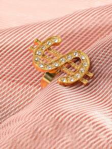 1pc Men's Crystal Dollar Sign Ring, Hiphop Open Ring With Dollar Symbol - Dollar Sign Ring - View 6