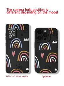 Hàng mới về Vỏ điện thoại thời trang màu đen được sơn 3d Rainbow Rainbow Tương thích với các mẫu Apple/Samsung/Xiaomi/Redmi - Nhiều màu - Xem 6