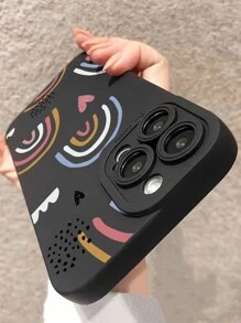 Hàng mới về Vỏ điện thoại thời trang màu đen được sơn 3d Rainbow Rainbow Tương thích với các mẫu Apple/Samsung/Xiaomi/Redmi - Nhiều màu - Xem 5