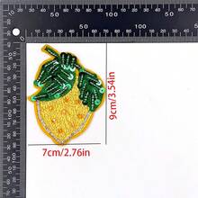 2 Piezas/set Kit De Accesorios De Diseño De Limón De Fieltro Bordado A Mano Con Cuentas, Incluye Ropa, Decoración De Bolsos Y Apliques - Amarillo - Ver 6