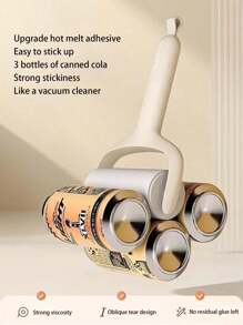 1pc Lint Roller With Replaceable Adhesive Paper, Tearable, Sticky Clothes Brush For Removing Hair Fluff And Dust - Pink - View 4