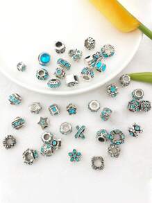 ngẫu nhiên 10 cái Retro Dát Pha lê Lớn Lỗ Hạt , Hợp kim Men răng Spacer Hạt , Đối với DIY Thủ công Vòng tay cườm Dây chuyền Thủ công mỹ nghệ , Làm đồ trang sức Quân nhu - tròn - Xem 5