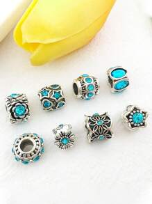 ngẫu nhiên 10 cái Retro Dát Pha lê Lớn Lỗ Hạt , Hợp kim Men răng Spacer Hạt , Đối với DIY Thủ công Vòng tay cườm Dây chuyền Thủ công mỹ nghệ , Làm đồ trang sức Quân nhu - tròn - Xem 4