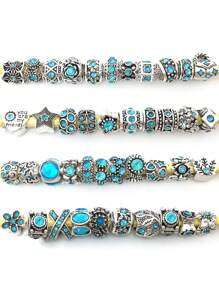 ngẫu nhiên 10 cái Retro Dát Pha lê Lớn Lỗ Hạt , Hợp kim Men răng Spacer Hạt , Đối với DIY Thủ công Vòng tay cườm Dây chuyền Thủ công mỹ nghệ , Làm đồ trang sức Quân nhu - tròn - Xem 1