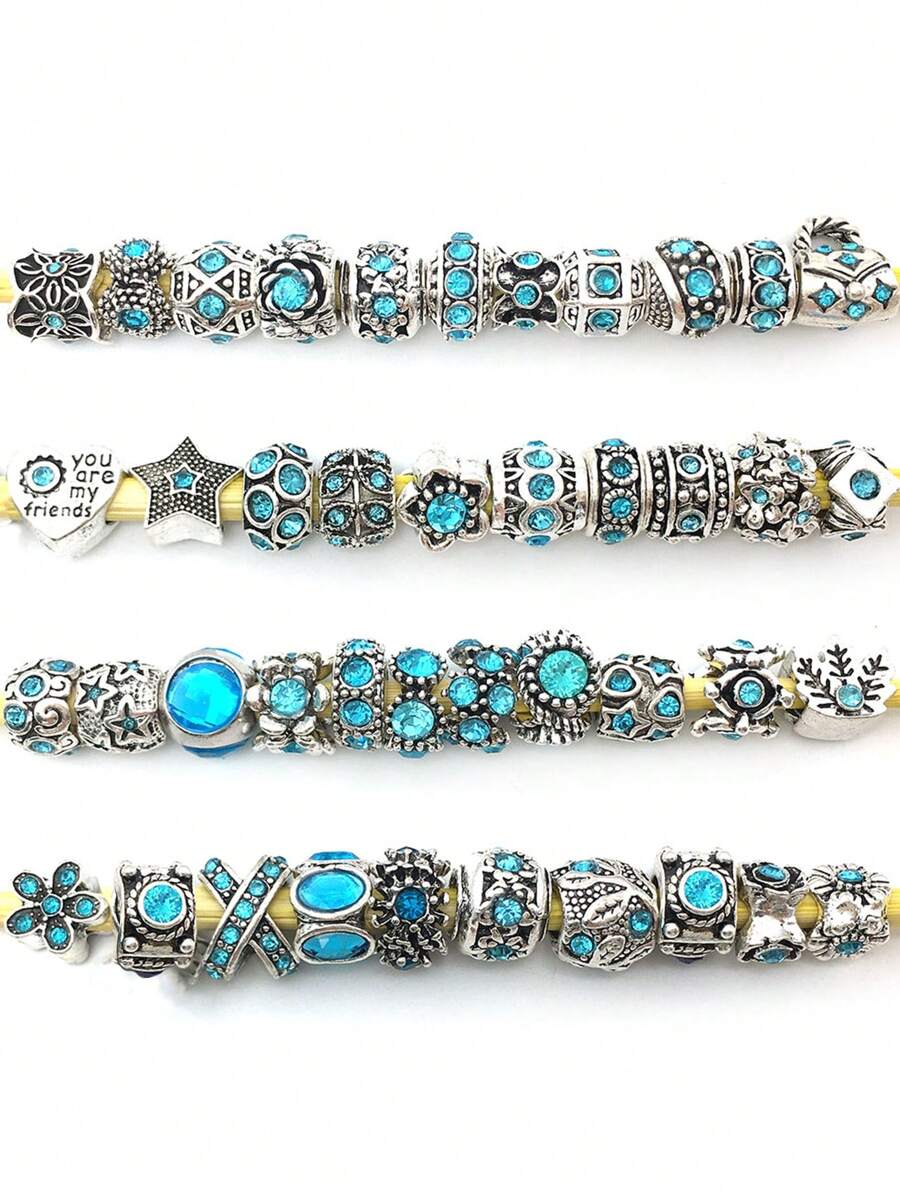 ngẫu nhiên 10 cái Retro Dát Pha lê Lớn Lỗ Hạt , Hợp kim Men răng Spacer Hạt , Đối với DIY Thủ công Vòng tay cườm Dây chuyền Thủ công mỹ nghệ , Làm đồ trang sức Quân nhu - tròn - Xem 1