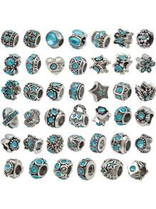 ngẫu nhiên 10 cái Retro Dát Pha lê Lớn Lỗ Hạt , Hợp kim Men răng Spacer Hạt , Đối với DIY Thủ công Vòng tay cườm Dây chuyền Thủ công mỹ nghệ , Làm đồ trang sức Quân nhu - tròn - Xem 3