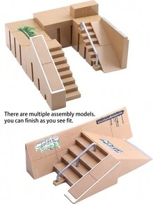 新品到貨6合1手指滑板公園套裝玩具塑料手指滑板帶有bmx大場景diy迷你公園手指屋頂坡道軌道樓梯場地組合室內家庭玩具手指運動物品,適用於成年人 - 卡其色 - 查看 4