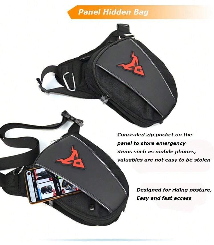 MDM Borsa Da Gamba In Pelle Moto - Marsupio Cosciale Regolabile Con Tasche - Nero, Marrone O Cognac