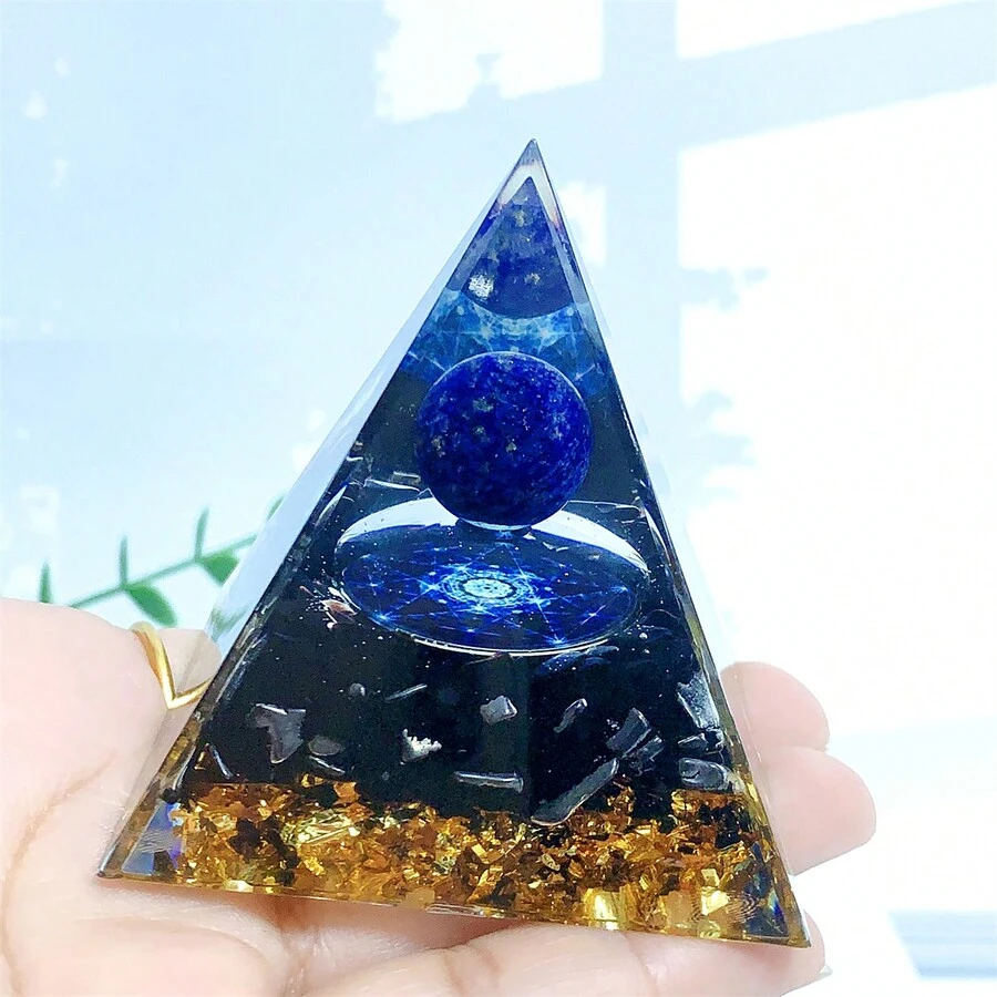 1入石材青金石水晶球水晶金字塔-吸引正能量、減輕壓力、增強脈輪療癒-作為獨特的禮物的晶冥想石 - lapis - 查看 1