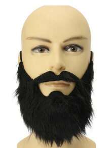 1pc Halloween Party Props, Fake Beard, Mustache, Black Bearded Man, Funny Beard, Velvet Beard - Black - View 1