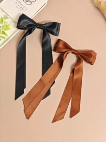 2 件套女士大号蝴蝶结发夹缎面双层大发夹蝴蝶结发夹法式发饰可爱万圣节爪夹发夹 - 彩色 - 查看 10