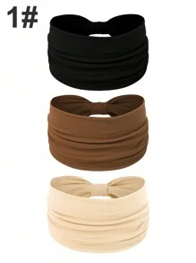 3 pezzi Fasce elastiche extra larghe a torsione di colore unito per donna, accessori per capelli alla moda e alla moda per l'autunno e l'inverno, adatti per vacanze, outfit eleganti, sciarpe, bandane e fasce per capelli morbide per donna, estivo, vacanza, viaggio - Multicolore - Visualizzare 13