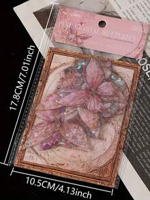 1張粉色水晶蝴蝶形狀3d貼紙,適用於diy手工藝品,創意手帳裝飾和標籤標記。 - 藍色 - 查看 2