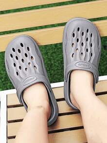 2024 Hàng mới đến Nam Xu hướng: Cắt giảm Sân vườn Giày dép , Chống trượt Thoáng khí Dép đi trong nhà Đối với Ngoài trời bờ biển - Xám - Xem 2