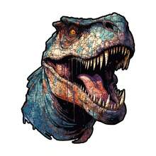 Wooden Dinosaur Animal Puzzle, A3/A4 Size, Unique Shape Building Block Game - Beige - View 1