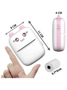 Mini Impressora Portátil Gato Rosa E Azul Térmica Bluetooth - Rosa chiclete - Visão 5