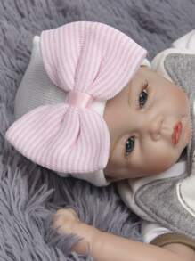 1 Pieza Gorro De Punto Tejido Para Recién Nacido Con Lazo Decorativo, Para Primavera Y Otoño