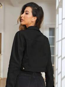 Chamarra de mezclilla - Negro - Ver 2