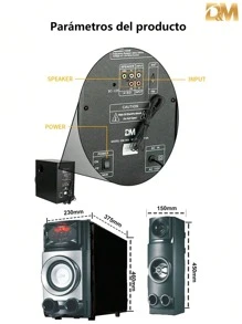 Barra De Sonido Teatro En Casa 2.1 con Subwoofer,DM-L2,Bocinas de bluetooth Grandes,2 En 1 con Conexión Bluetooth Conexiones USB, Óptico Y Auxiliar, Incluye Contro,Remoto,Sound Bar,Sonido 3D,inteligente bocina bluetooth Altavoces estéreo con estilo, 38Hz, AC110V, USB, SD, Radio FM, Mp3,DVD,VCD,X-BASS,altavoces con cable, sistema de sonido, música en miniatura, festivales de música, fiesta bocina,para ver películas, karaoke,escuchar canciones, ver partidos de fútbol - Negro - Ver 9