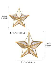 1 Pieza Creativa Retro 3d Resina Material Decoración De Pared De Espejo De Vidrio En Forma De Estrella Para Sala De Estar En Casa Portátil Instalación Diseño De Moda Decoración Para Dormitorio Regalo De Inauguración De La Casa Para Novia, Mejor Amiga, Familia